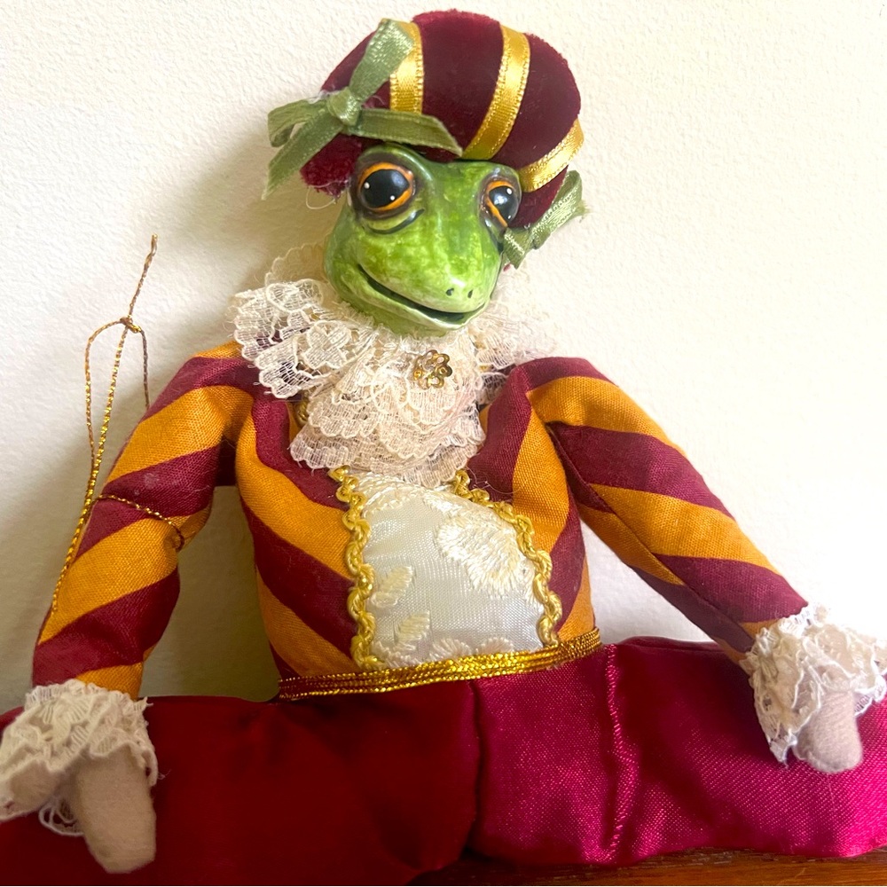 Vintage Katherine’s Collection Wayne Kleski Frog 🐸 Jester Bean Bag Figurine🐸